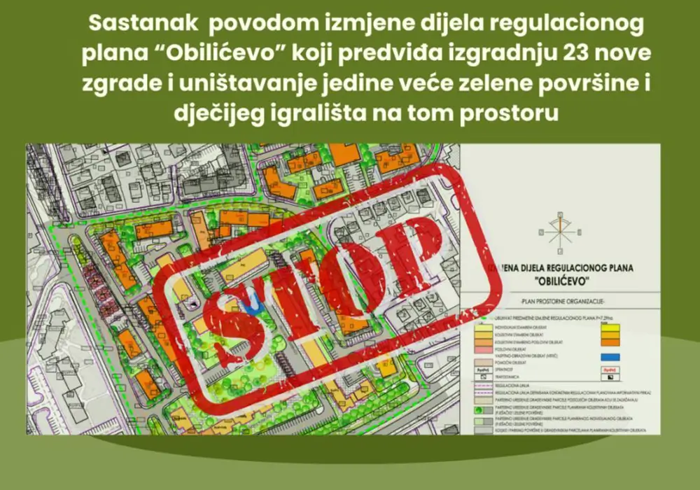 Građani Obilićeva protiv izmjena Regulacionog plana