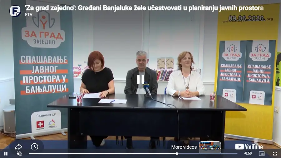 “Za grad zajedno”, građani Banjaluke žele učestvovati u planiranju javnih površina